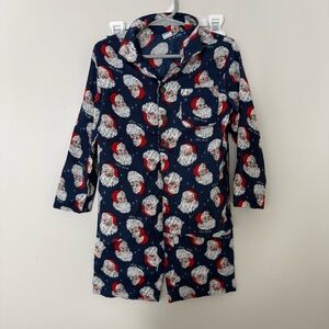 Old Navy Button Up Fleece Santa Pajamas Size Kids 4T Navy Blue